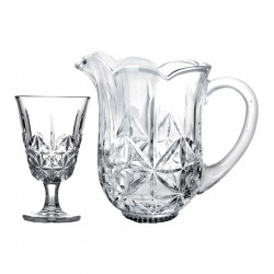 Jogo de Jarra 1,3 Litros com 6 taças 240ml Iceland Transparente